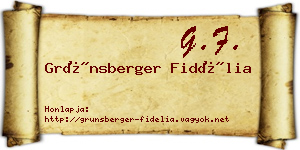 Grünsberger Fidélia névjegykártya